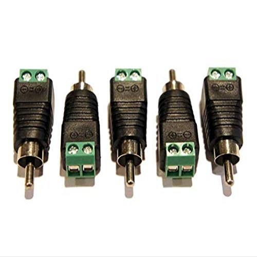 (5) Pack of Male RCA Plugs 2 Pin Terminal Custom Video/Audio
