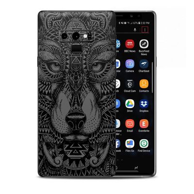 Skin Decal Vinyl Wrap for Samsung Galaxy Note 9 | Decal Stickers Skins Cover| Aztec Lion Wolf Design