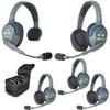 Eartec UL514 5-Person Full Duplex Wireless Intercom with 1 Single and 4 Double Ear Ultralite Headsets view 1