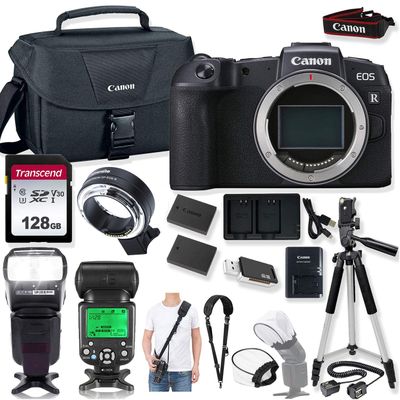 Canon EOS RP Mirrorless Digital Camera (Body Only) with EF-S-Mount Lens to RF-Mount Camera Mount Adapter & Prime TTL Accessory Bundle