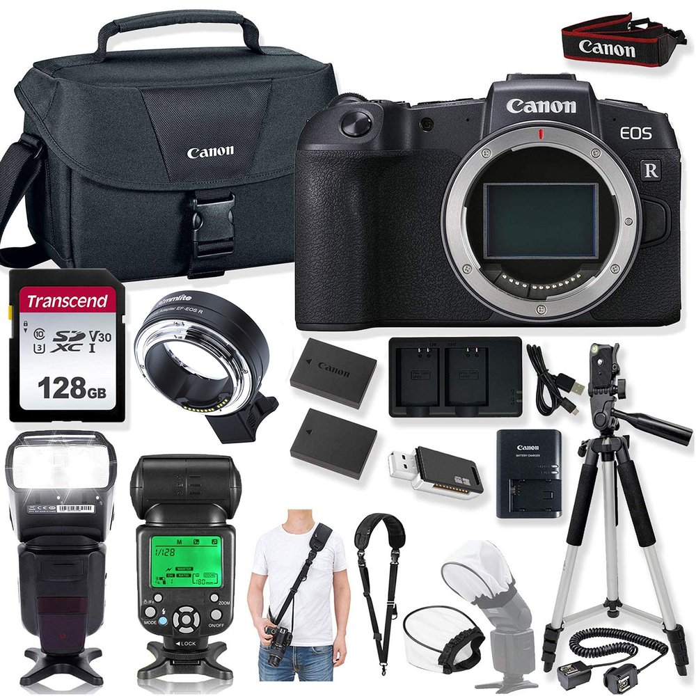 Canon EOS RP Mirrorless Digital Camera (Body Only) with EF-S-Mount Lens to RF-Mount Camera Mount Adapter & Prime TTL Accessory Bundle