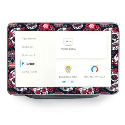 Skin Decal Vinyl Wrap for Google Home Hub | Decal Stickers Skins Cover |Sugar Skulls Red Black Dia de Los