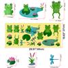 Cute Frog Decals Wall Stickers Jumping Frogs with Dragonflies and Lotus - Pond Friends Frog Window Sticker Set Individual Peel and Stick Graphics (25.5 in W x 10.6 in H) Sticker Sheet Nursery Decor view 2