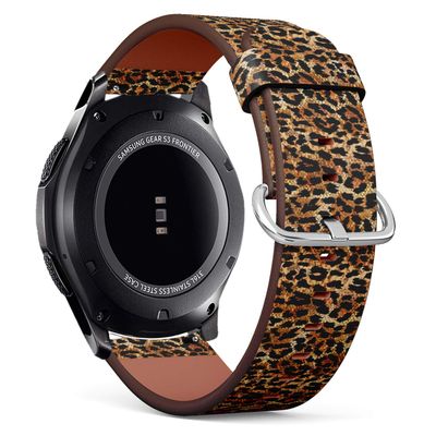 Compatible with Samsung Gear S3 Frontier/Classic - 22mm Quick-Release Leather Band Bracelet Strap Wristband Replacement - Leopard Animal Print
