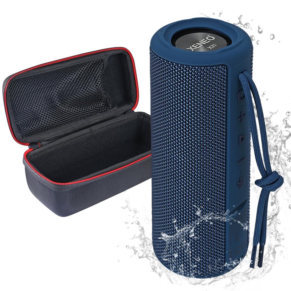 XENEO X21 Portable Bluetooth Wireless Speaker Waterproof with FM Radio, Micro SD Card MP3 Player for Outdoor (Blue)