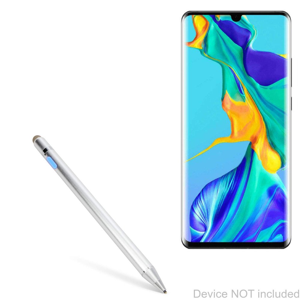 BoxWave Stylus Pen Compatible with Huawei P30 Pro - AccuPoint Active Stylus, Electronic Stylus with Ultra Fine Tip - Metallic Silver