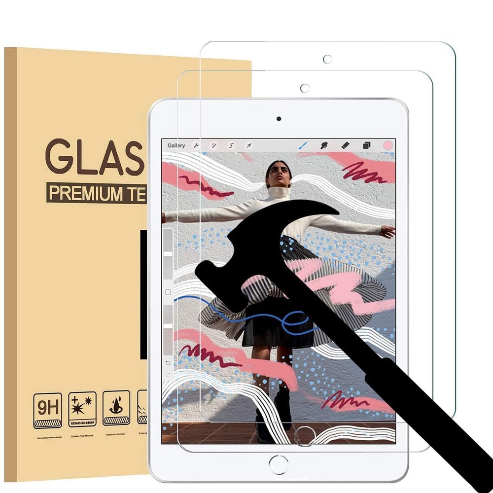 [2 PACK]EpicGadget Glass Screen Protector for 2019 iPad mini (iPad Mini 5), Ultra HD Clear Anti Bubble Anti Scratch 9H Hardness Tempered Glass Screen Film For 7.9inch iPad Mini 5 with Retina display
