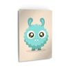Smile Art Design Lovely Blue Monster Cream Background METAL PRINT Kids Room Decor Metal Wall Art Baby Room Decor Kids Room Decor Nursery Decor Made in the USA- 17x11 view 1