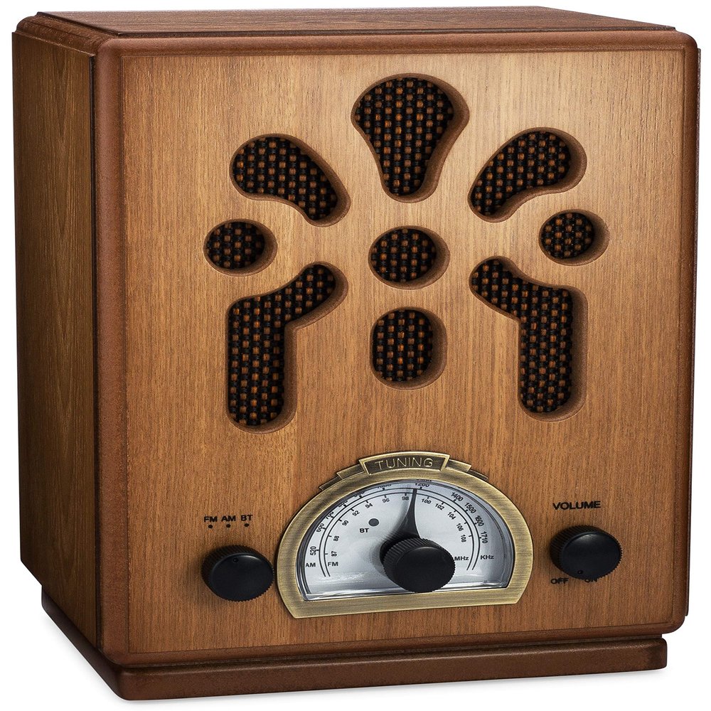 ClearClick Classic Vintage Retro Style AM/FM Radio with Bluetooth - Handmade Wooden Exterior Brown