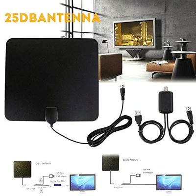 25DB Lightweight Thin Flat Indoor HDTV Amplified HD TV Aerial Multi-Directional Digital Indoor TV Aerial Easy to Set UP