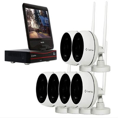 (2024 Upgraded Ver.) [8CH] Crystal Vision CVT808A-61C 1080P Full HD Wireless Surveillance System, 6 x 3MP Floodlight 2 Way Audio Siren Cameras