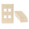 Cmple - 4 Port Keystone Wall Plate Ivory (10 Pack) with Standard Size Keystone Jack Plate Insert 1 Gang Ethernet Wall Plate for RJ45 Keystone, Modular Inserts view 1