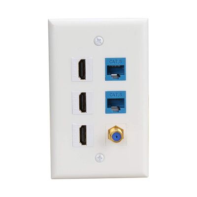 3 HDMI Keystone Wall Plate,PHIZLI Cat 6 Keystone Coax Cable TV F Type Wall Plate Female-Female Faceplate
