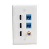 3 HDMI Keystone Wall Plate,PHIZLI Cat 6 Keystone Coax Cable TV F Type Wall Plate Female-Female Faceplate view 1