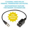 Video BALUN Single Channel TRANSCEIVER, Passive, Weather Proof - HD CVI/AHD/TVI Signal Transceivers Twisted Pair Transmitter CCTV Security Camera System - SVT-01HPF view 3