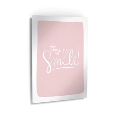 Smile Art Design You Make Me Smile Lettering Pink Background METAL PRINT Kids Room Decor Metal Wall Art Baby Room Decor Kids Room Decor Nursery Decor Made in the USA- 17x11