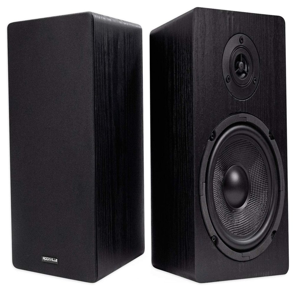 Rockville RockShelf 64B 400W 6.5 in Black 4 Ohm Home Theater Bookshelf Speakers, 2-Way Design, MDF Enclosure, Crystal Clear Sound for Music, TV, and Studio Use, 2-Piece