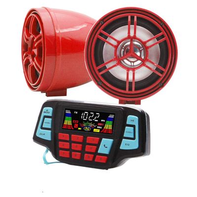 XYC 3" Motorcycle Weatherproof Bluetooth Wireless Speaker MP3 Music Player Sound Audio Stereo Amplifier System ATV UTV USB 2.0, Micro SD, FM Radio (Red)