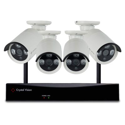 (2023 Upgraded Ver.) [8CH] Crystal Vision CVT808N-40WB 3 Mega Pixel Wireless Surveillance System NVR CCTV w/ 2TB HDD, Camera Auto Pair w/WiFi