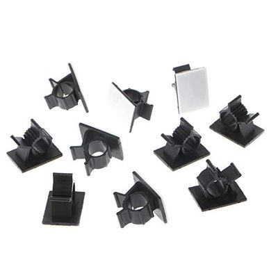 10x Nylon Cable Clips Self Adhesive Clips Organizer Clamp Holder Clamp Black #Aug.26