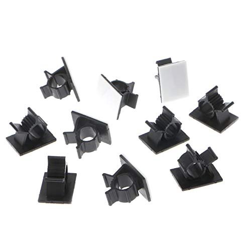 10x Nylon Cable Clips Self Adhesive Clips Organizer Clamp Holder Clamp Black #Aug.26
