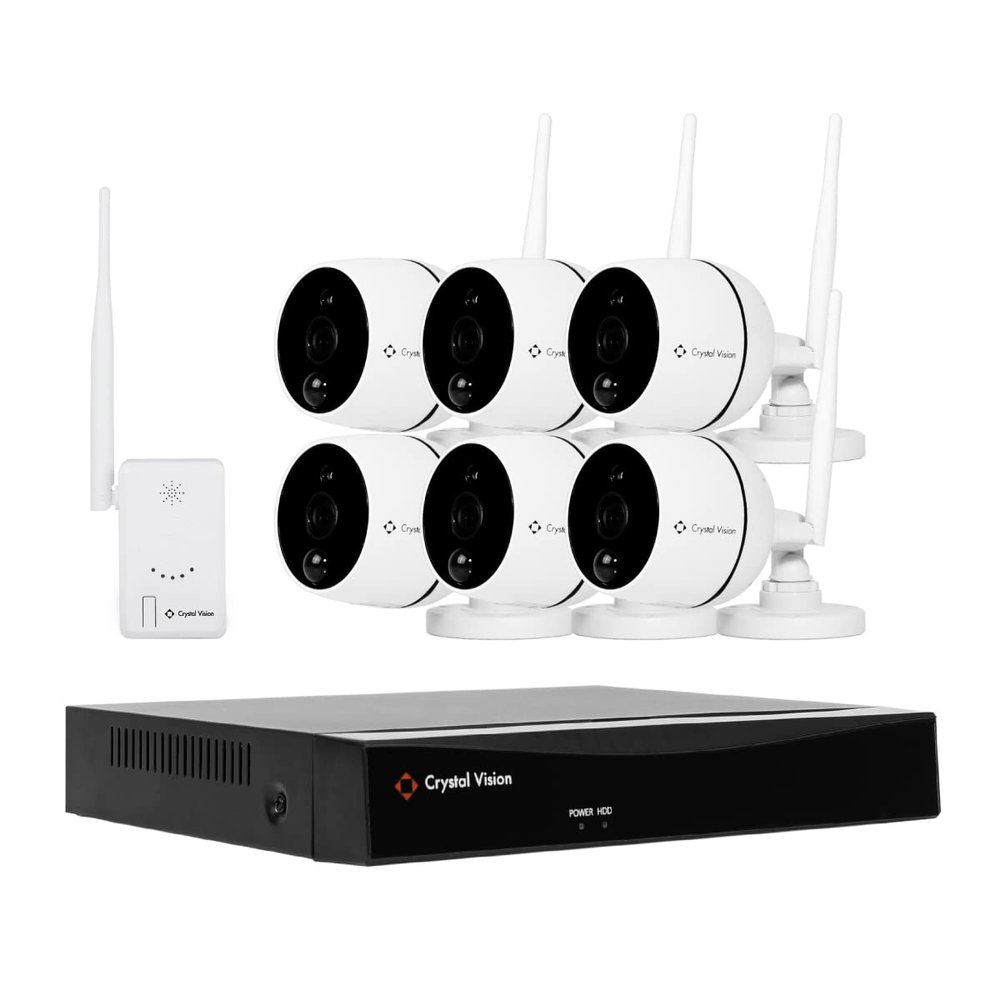 (2022 Upgraded Ver.) [8CH] Crystal Vision CVT808N-61C 1080P Full HD Wireless Surveillance System NVR CCTV w/ 2TB HDD, 6 x Audio Cameras w/Repeater