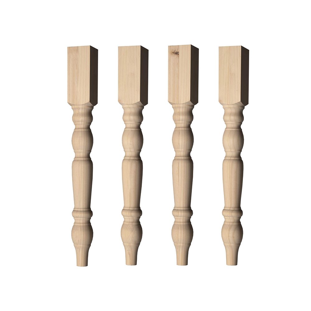 Osborne Farm Coffee Legs in Knotty Pine (Set of Four), Replacement Legs for Farmhouse and Country Design, Unfinished Wooden Table Legs, Ready to be Finished, Wood Legs for Bench Seats or Coffee Tables