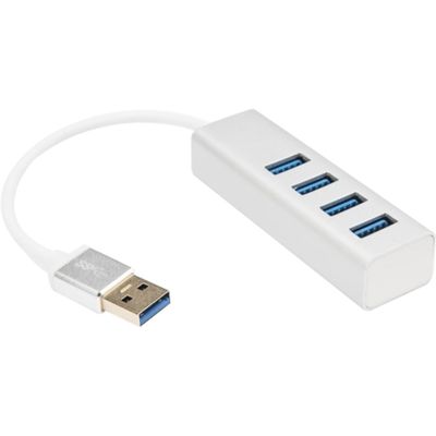 Rocstor Premium Portable 4 Port SuperSpeed Mini USB 3.0 Hub - Aluminum Silver - USB - External - 4 USB Ports Female - 4 USB 3.0 Ports - PC, Mac - 6 in Mini Hub with Built-in SuperSpeed Cable 5Gbps - U