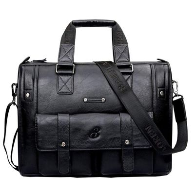 15 inch men Business bag Travel Briefcase Laptop Messenger Bags Vintage pu leather Shoulder bag
