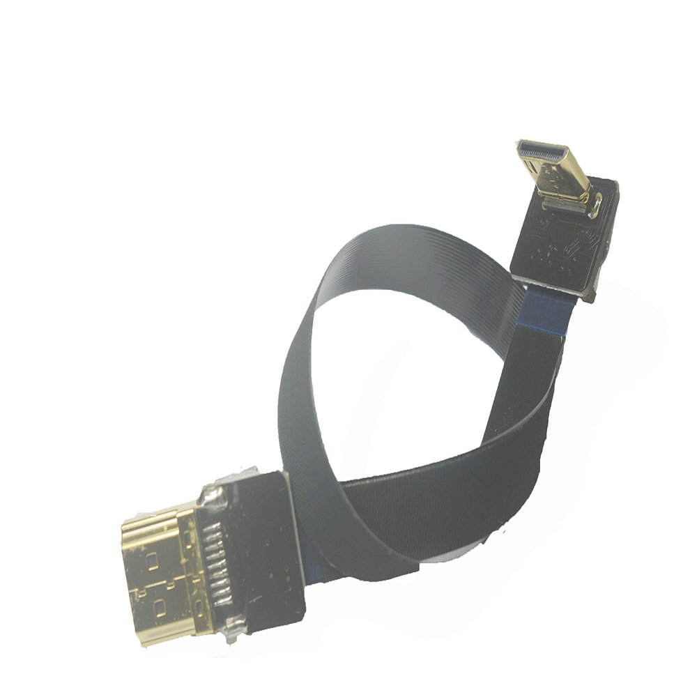 Short Soft FPV Flat Slim HDMI Cable Mini HDMI 90 Degree Angle to Standard HDMI Full Size HDMI Normal HDMI for Canon 5D3 5D2 Panasonic lumix GH3 GH2 Sony nex 5N 5T 5R 7N 90 Degree DJI Black (15CM)
