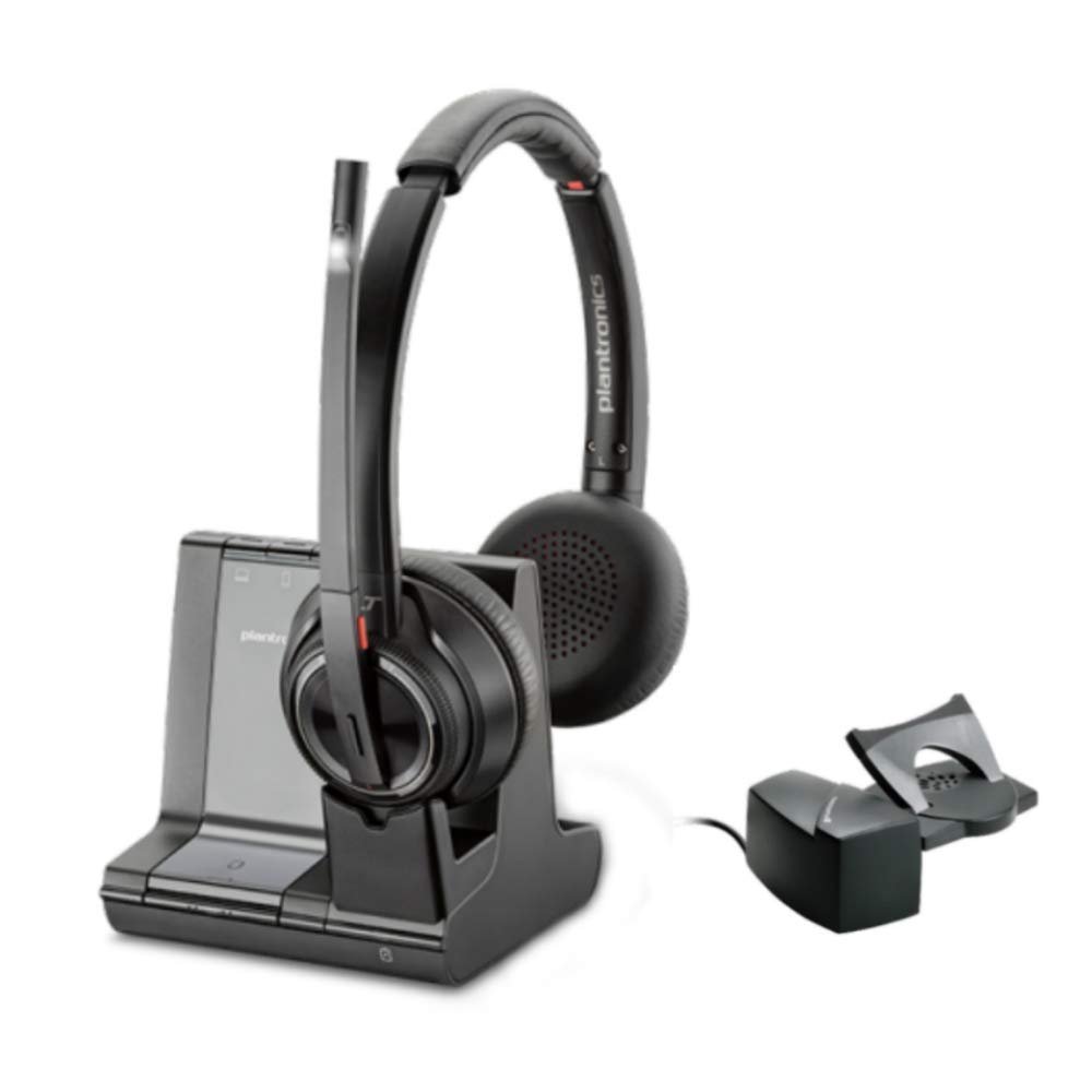 Plantronics SAVI 8200 Series W8220-M Wireless DECT Headset System with HL10 Straight Plug Lifter, Certified for Skype for Business