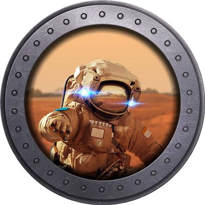 12" Port Scape The Martian Exploring Mars #2 Porthole Window Wall Decal Removable Wall Sticker Space Ship Window Instant View Boys Bedroom Decor