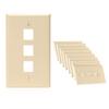 Cmple - 3 Port Ivory Keystone Wall Plate (10 Pack) with Standard Size Keystone Jack Plate Insert for RJ45, HDMI, USB, Coaxial & More view 1