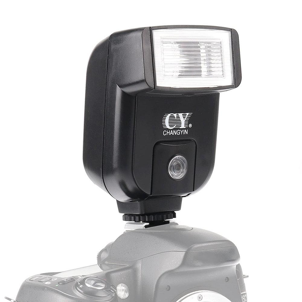 FocusFoto YINYAN CY-20 Universal Hot Shoe On-Camera Flash Speedlite Electronic Speedlight with Sync Port for Nikon Canon Panasonic Olympus Pentax Alpha Digital DSLR Camera Flash Light