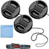 62mm Lens Cap Bundle, 3 Pack Universal Snap on Front Centre Pinch Lens Cover Set with Microfiber Lens Cleaning Cloth for Canon Nikon Sony Olympus DSLR Camera + Camera Lens Cleaning Pen view 1