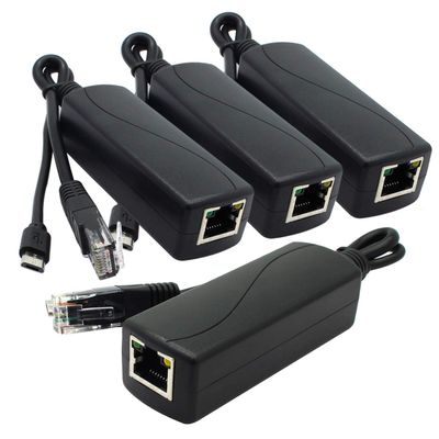 ANVISION 4-Pack Gigabit PoE Splitter, 48V to 5V 2.4A Micro USB Ethernet Adapter, Compatible with Raspberry Pi 3B+, IP Camera and More