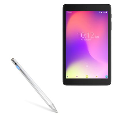 BoxWave Stylus Pen Compatible with Alcatel 3T 8 - AccuPoint Active Stylus, Electronic Stylus with Ultra Fine Tip - Metallic Silver