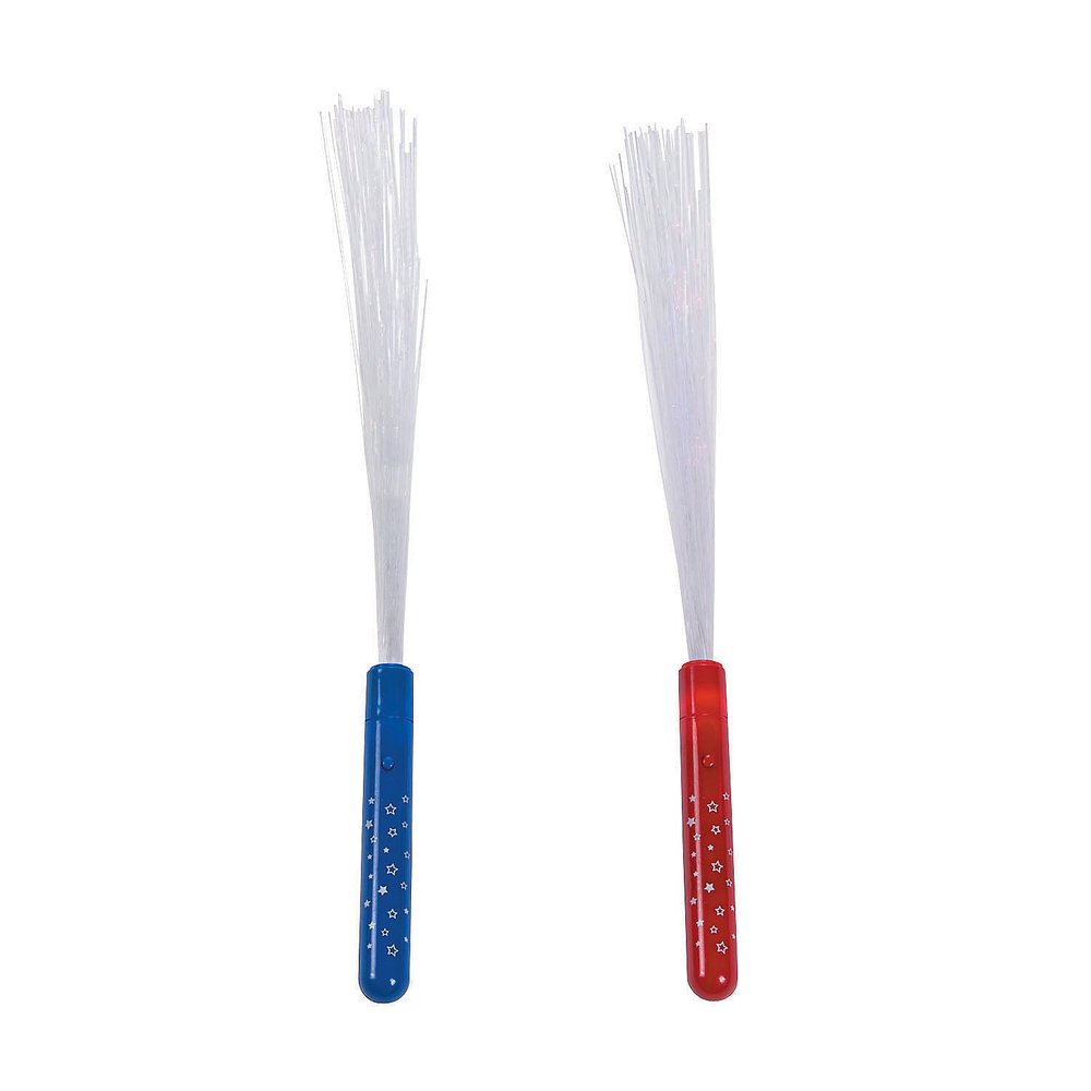 Fun Express USA Patriotic Light Up Fiber Optic Wands for Fourth of July - Set of 12