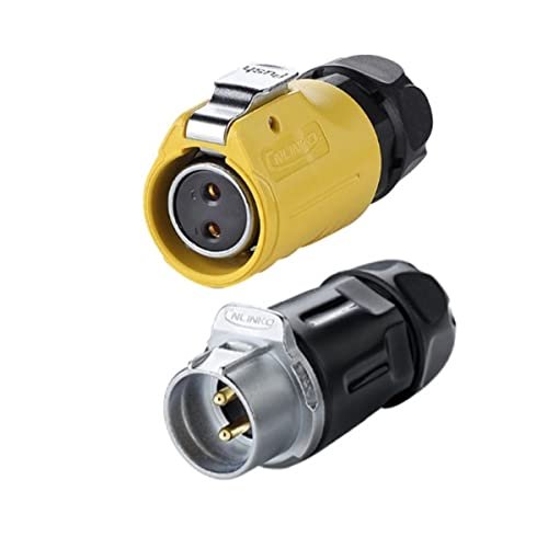 CNLINKO 2 Pin Power Industrial Circular Connector, Female Plug & Male Receptacles, Cable to Cable Connection, Outdoor Waterproof IP67, Easy Plug and Pull, AC DC Signal