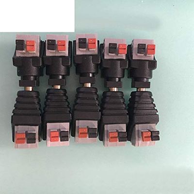 10Pair 12V Push DC Connector Adapter for 5050 3528 Single Color LED Strip and CCTV Camera 5.5x2.1mm No Screw 10X Female+10X Male