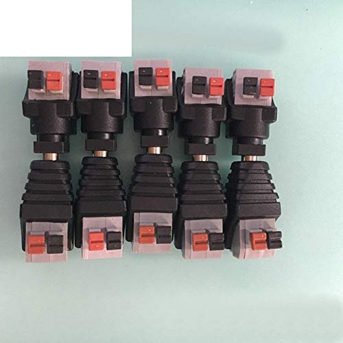 10Pair 12V Push DC Connector Adapter for 5050 3528 Single Color LED Strip and CCTV Camera 5.5x2.1mm No Screw 10X Female+10X Male