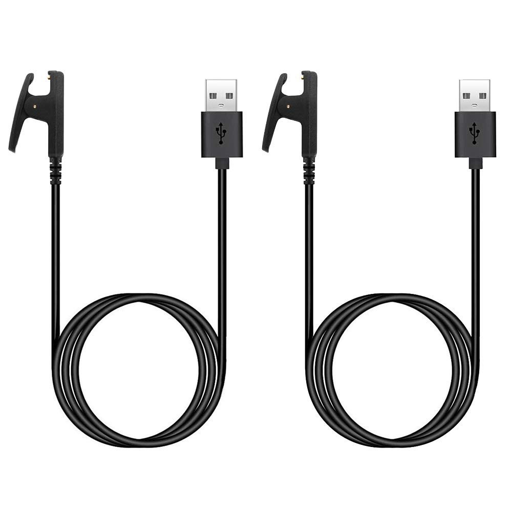 Kissmart Charger for Garmin Forerunner 35 230 235 630 645 735XT, Approach S20 G10, Vivomove HR, Lily, Replacement Charging Cable Clip Data Sync Cord for Garmin Smart Watch [2Pack, 3.3ft/1m]