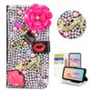 STENES Bling Wallet Case Compatible with Huawei P30 Lite - Stylish - 3D Handmade Lipstick Flowers Lips Girls High-Heel Magnetic Wallet Leather Cover Compatible with Huawei P30 Lite 6.2 Inch - Rose Red view 1