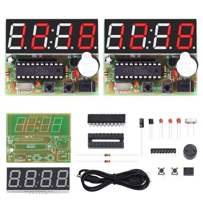 2 Pack, MiOYOOW 4-Digit Digital Clock Kits with PCB, DIY Alarm Clock Soldering Project Kit for Learning Electronics Soldering Practice with English Instructions