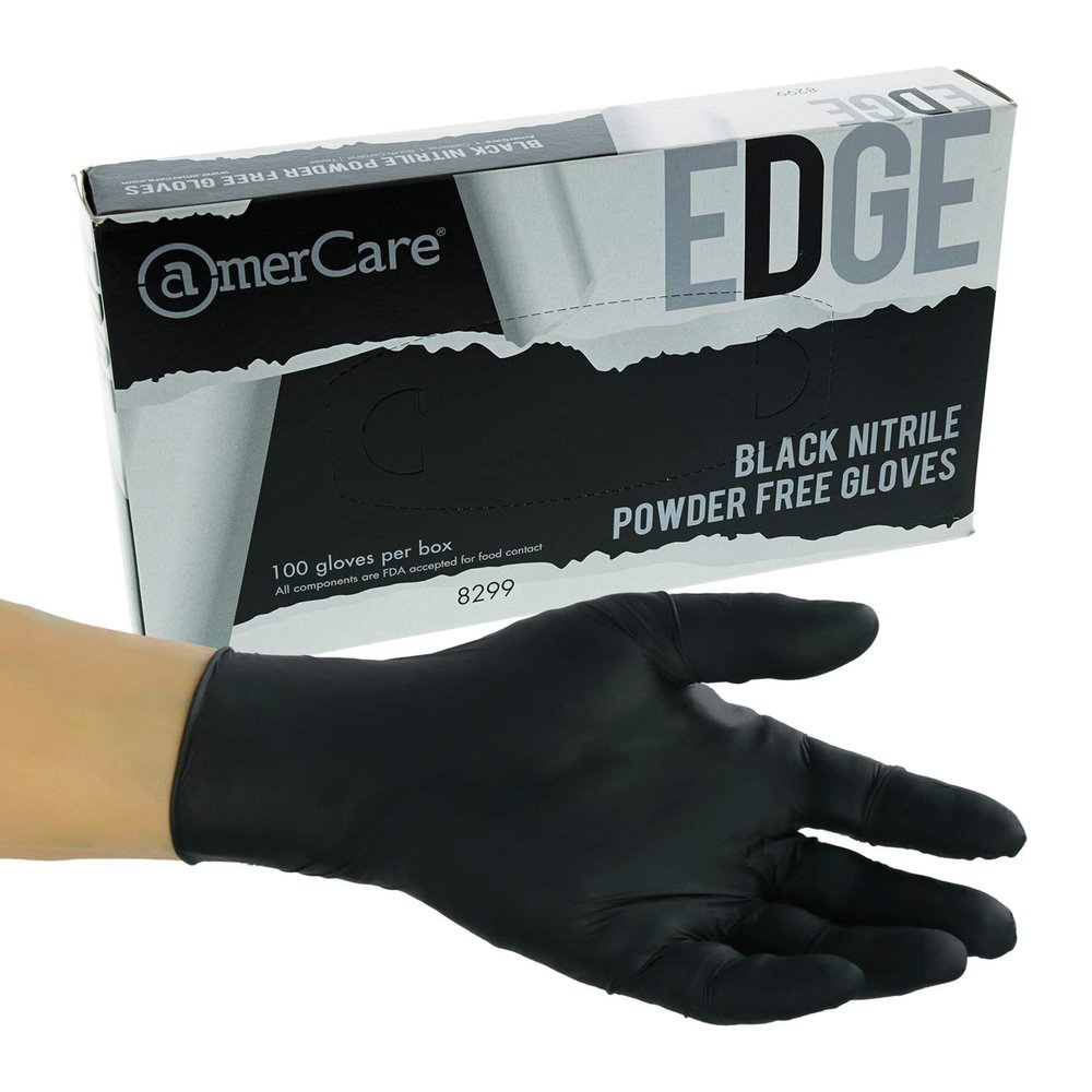 Black Powder-Free Verge Disposable Nitrile Gloves, Large, Case of 1000