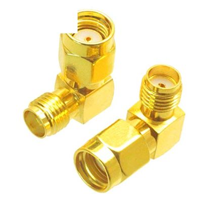 10Pcs RP SMA Male to SMA Female Jack Right Angle 90 Degree Gold Plating Coaxial Connector Adapter