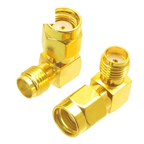 10Pcs RP SMA Male to SMA Female Jack Right Angle 90 Degree Gold Plating Coaxial Connector Adapter