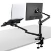 Viozon Monitor and Laptop Mount, 2-in-1 Adjustable Dual Arm Desk Mounts Single Desk Arm Stand/Holder for 17 to 32 Inch LCD Computer Screens, Extra Tray Fits 12 to 17 inch Laptops (Black) view 1