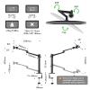 Viozon Monitor and Laptop Mount, 2-in-1 Adjustable Dual Arm Desk Mounts Single Desk Arm Stand/Holder for 17 to 32 Inch LCD Computer Screens, Extra Tray Fits 12 to 17 inch Laptops (Black) view 4