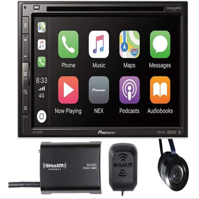 Pioneer AVH-2550NEX in Dash 6.8" DVD Receiver with SiriusXM SXV300V1 Satellite Radio Tuner and Antenna and a Backup Camera and a Sound of Tri-State Lanyard Bundle